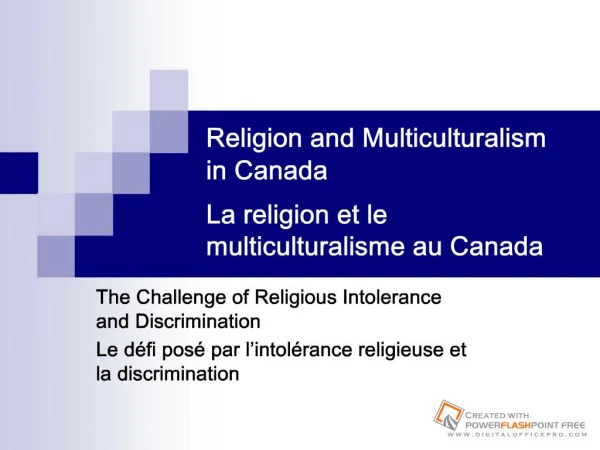 Religion and Multiculturalism in Canada