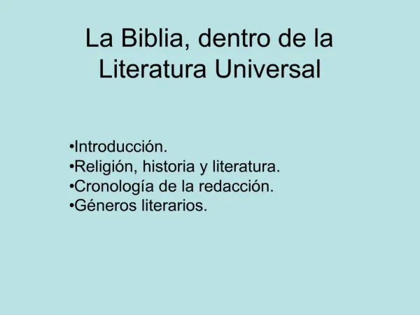 La Biblia, dentro de la Literatura Universal