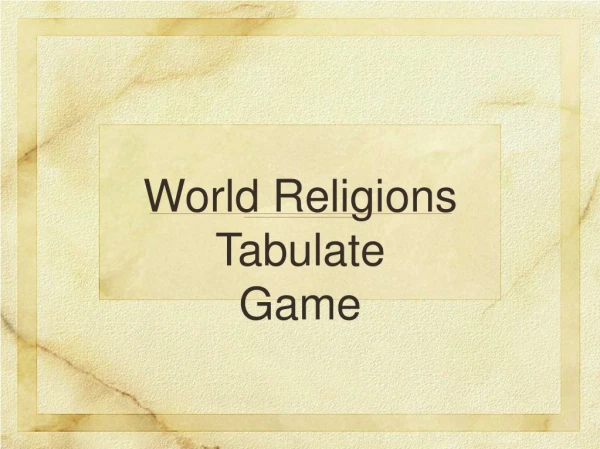 World Religions Tabulate Game