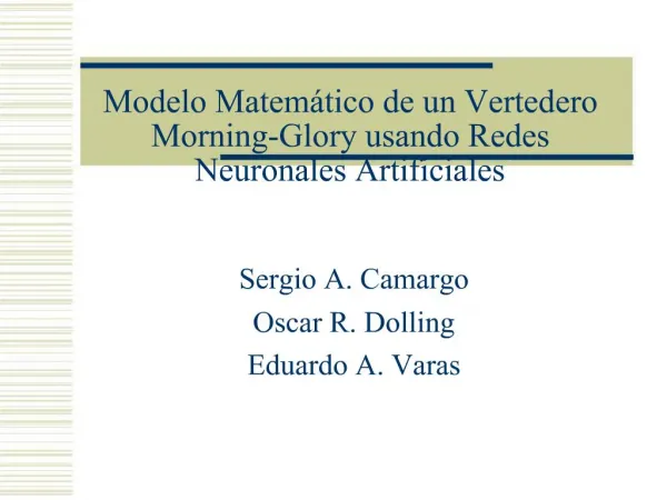 Modelo Matem tico de un Vertedero Morning-Glory usando Redes Neuronales Artificiales