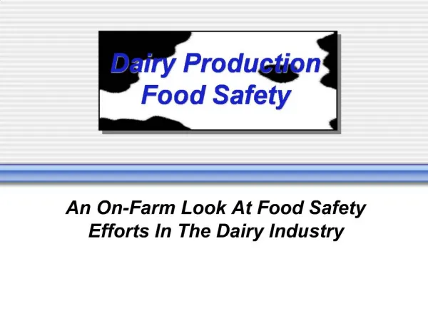 Dairy Production Food Safety