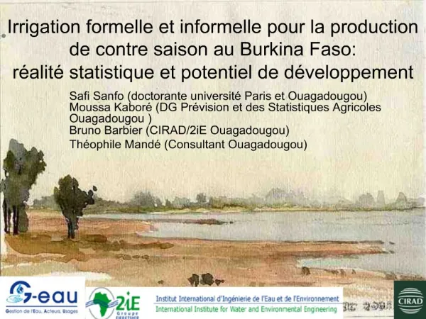 Irrigation formelle et informelle pour la production de contre saison au Burkina Faso: r alit statistique et potentiel