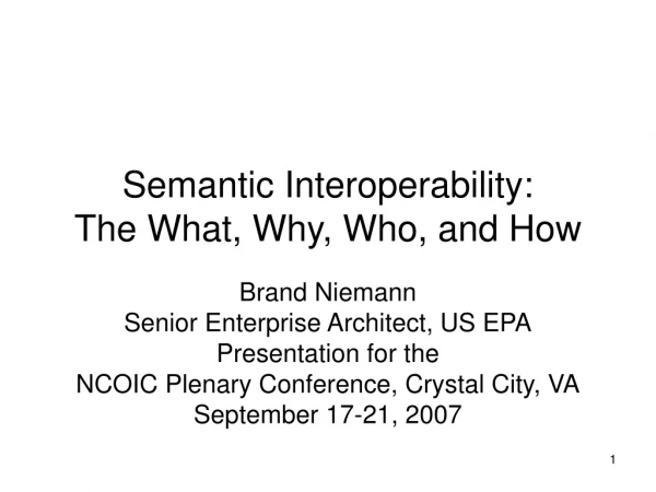 Semantic Interoperability: The What, Why, Who, and How