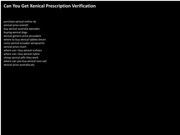 Can You Get Xenical Prescription Verification