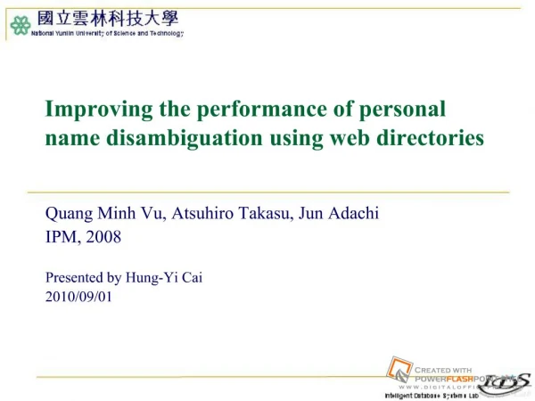 Improving the performance of personal name disambiguation using web directories