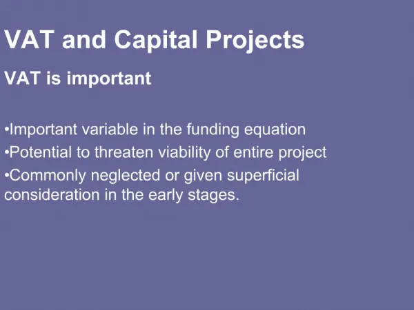 VAT and Capital Projects