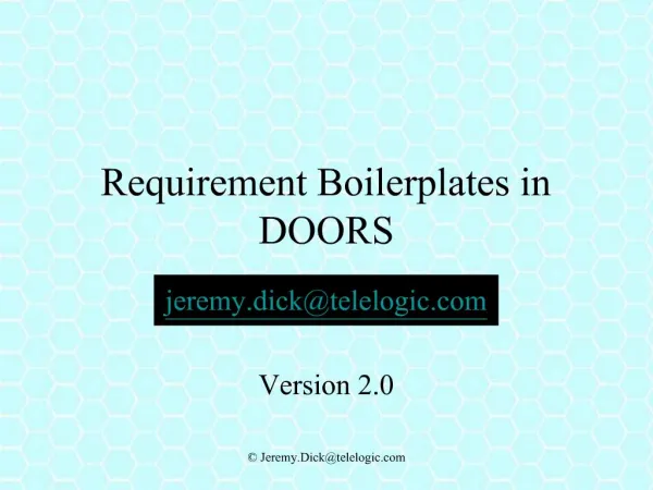 Requirement Boilerplates in DOORS