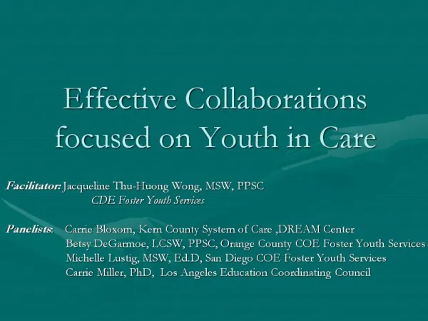 Effective Collaborations focused on Youth in Care