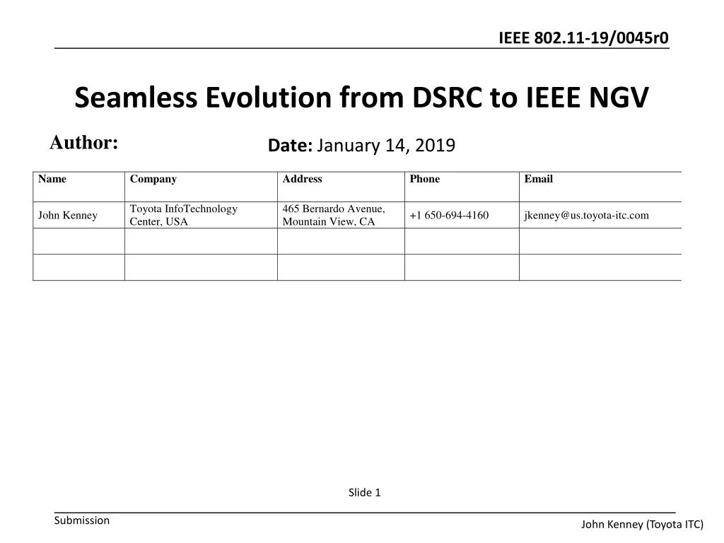 seamless evolution from dsrc to ieee ngv