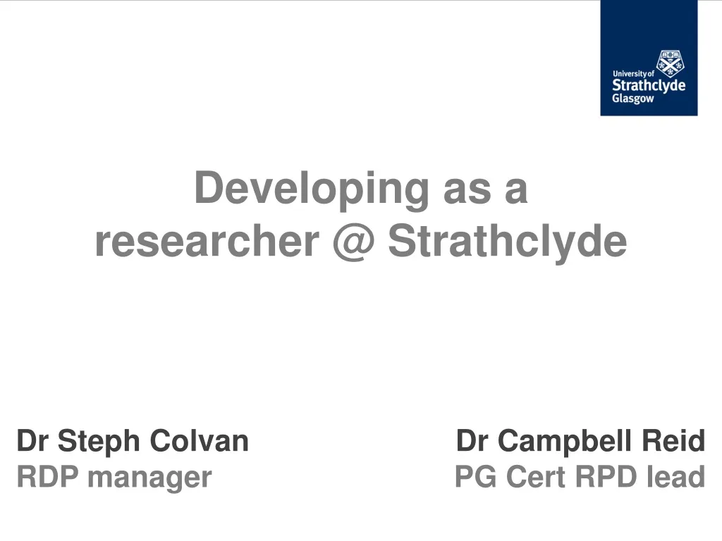 developing as a researcher @ strathclyde