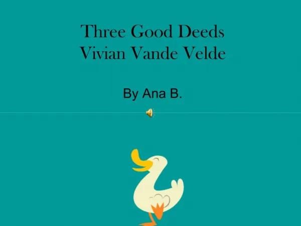 Three Good Deeds Vivian Vande Velde
