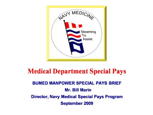 Medical Department Special Pays