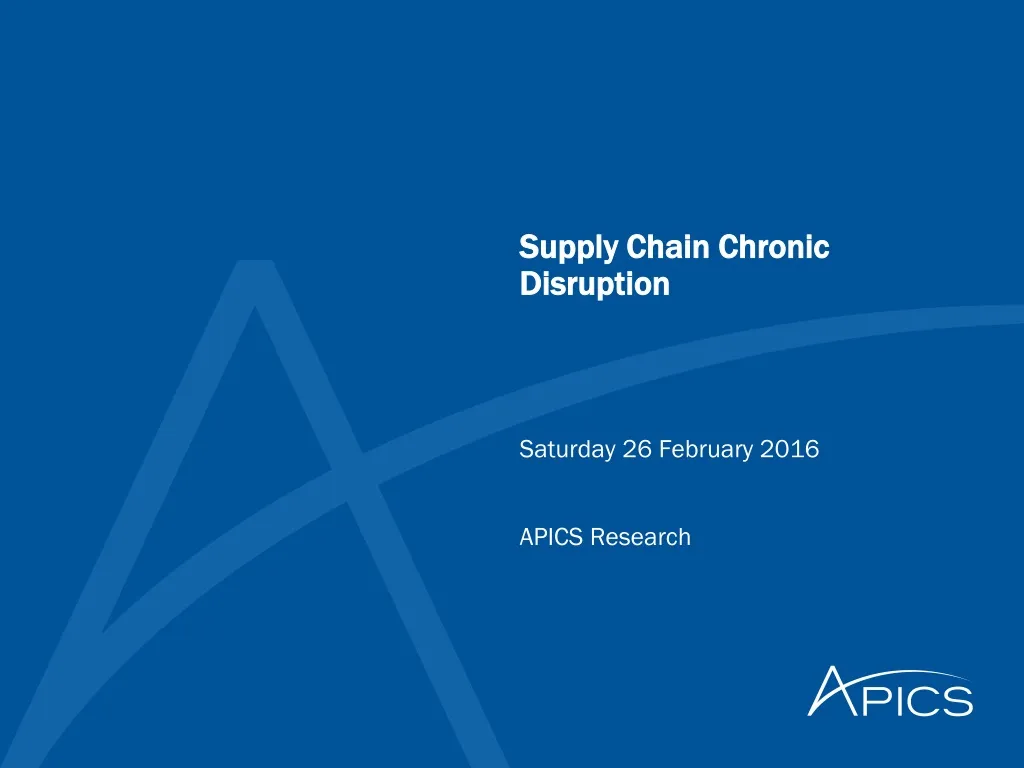 supply chain chronic disruption