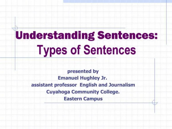 Understanding Sentences: Types of Sentences
