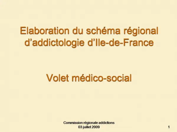 Elaboration du sch ma r gional d addictologie d Ile-de-France Volet m dico-social
