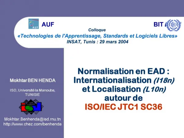 Normalisation en EAD : Internationalisation I18n et Localisation L10n autour de ISO