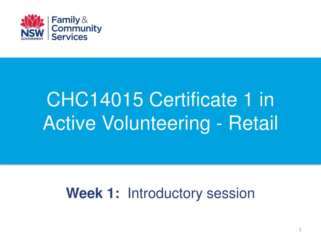 chc14015 certificate 1 in active volunteering retail