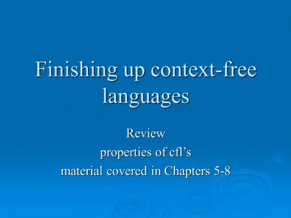 Finishing up context-free languages