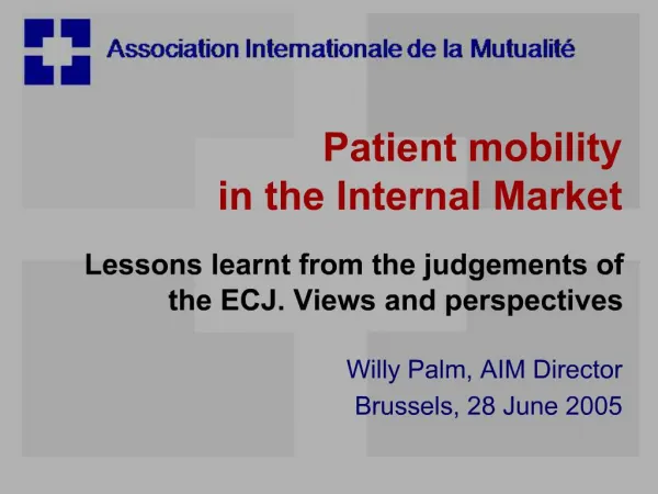 Patient mobility in the Internal Market