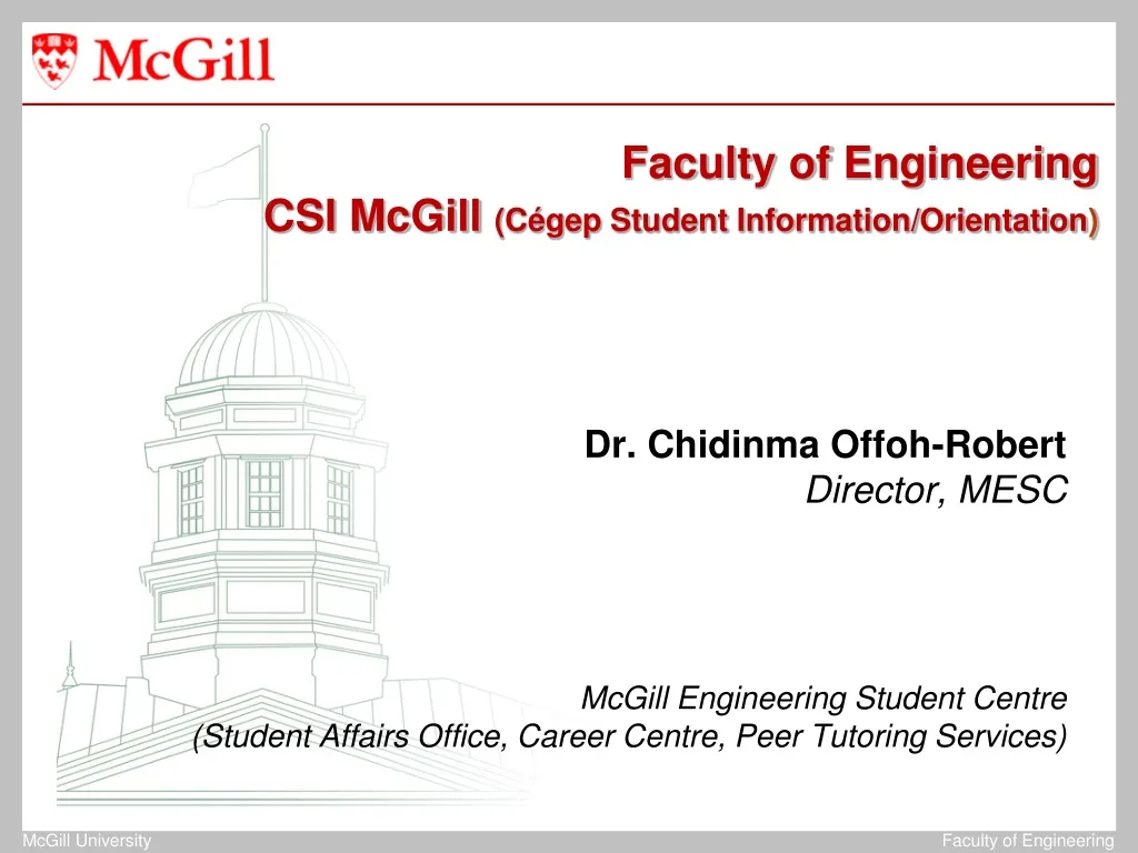 faculty of engineering csi mcgill c gep student information orientation