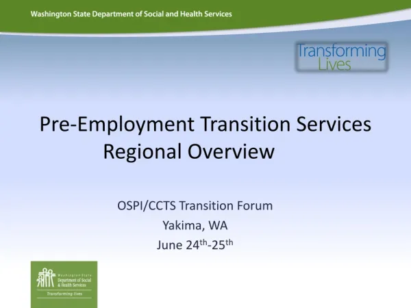 Pre-Employment Transition Services Regional Overview