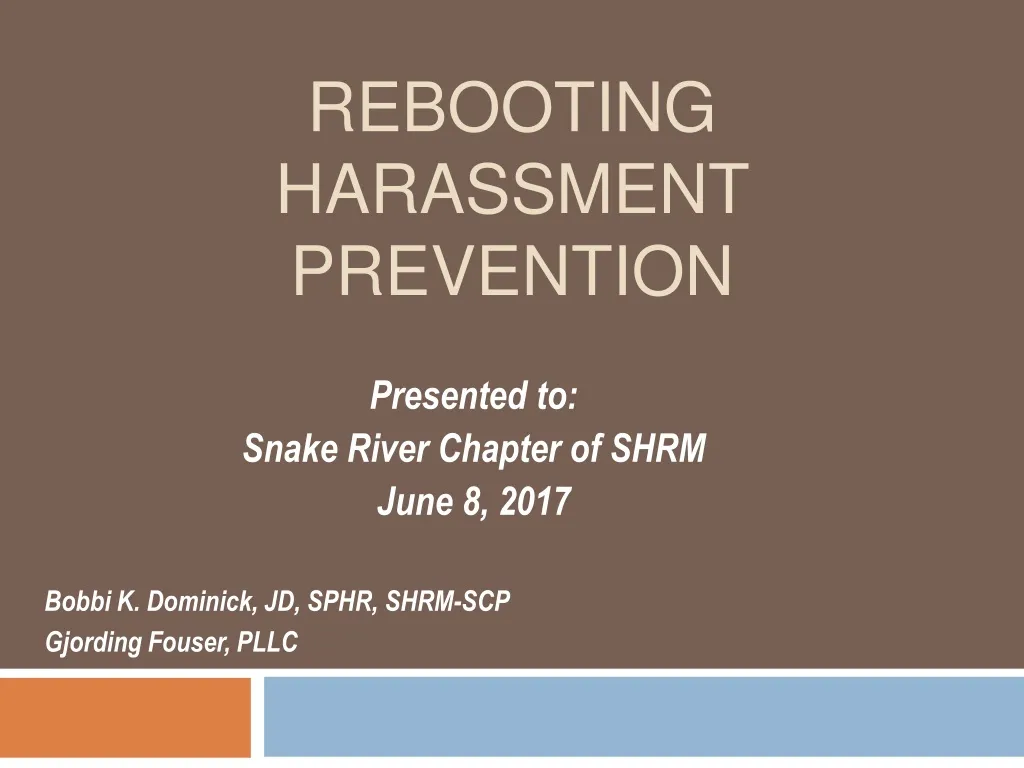 rebooting harassment prevention