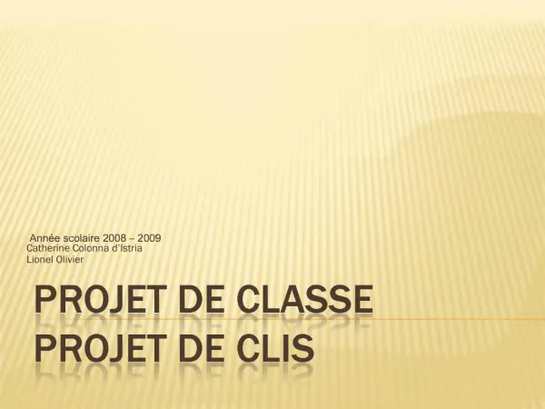 Projet de Classe projet de CLIS