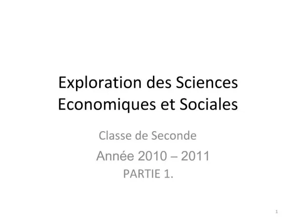 Exploration des Sciences Economiques et Sociales
