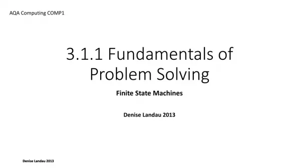 3.1.1 Fundamentals of Problem Solving