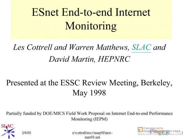 ESnet End-to-end Internet Monitoring