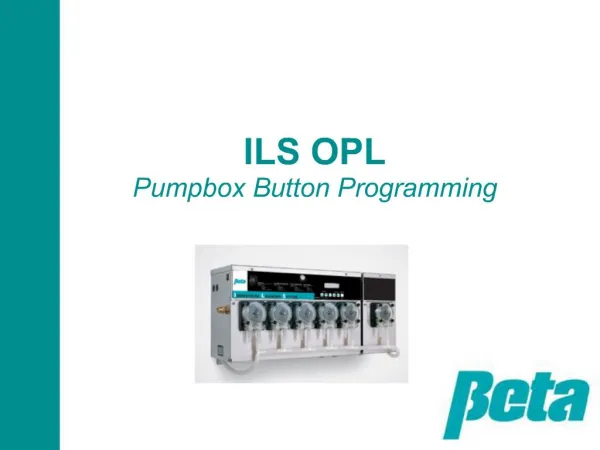 ILS OPL Pumpbox Button Programming