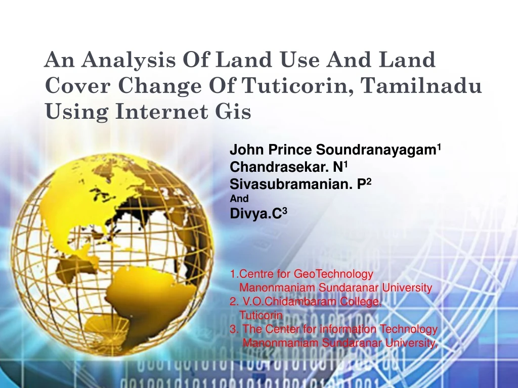 an analysis of land use and land cover change of tuticorin tamilnadu using internet gis