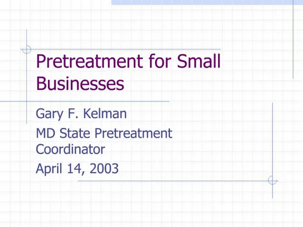 Pretreatment for Small Businesses