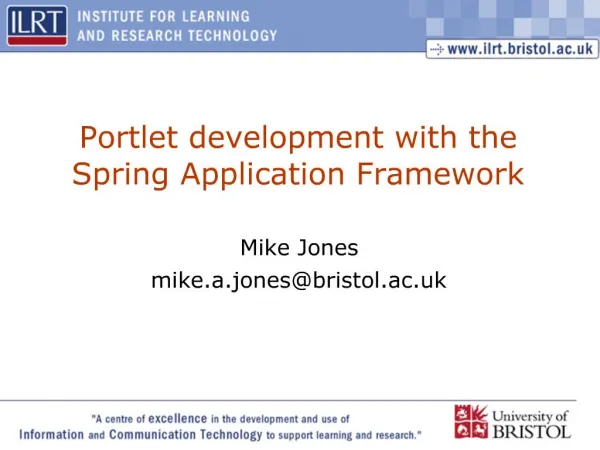 Portlet development with the Spring Application Framework