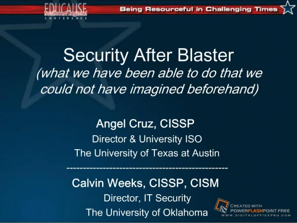 Security After Blaster