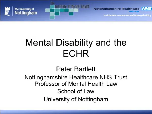 Mental Disability and the ECHR