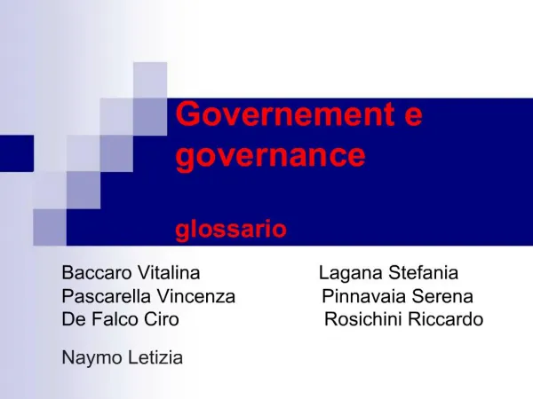 Governement e governance glossario
