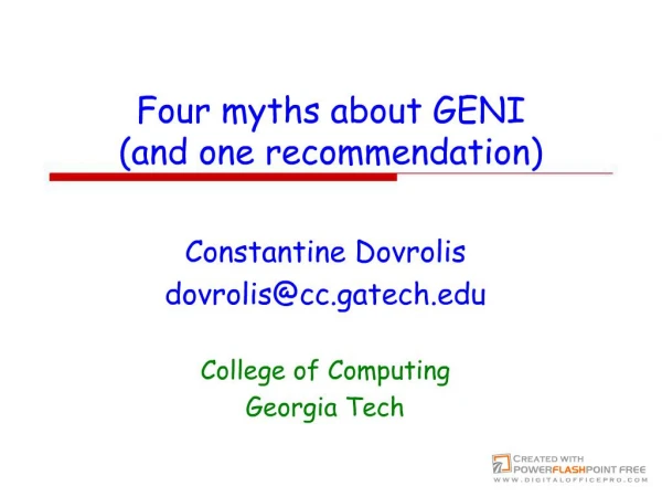 Four myths about GENI