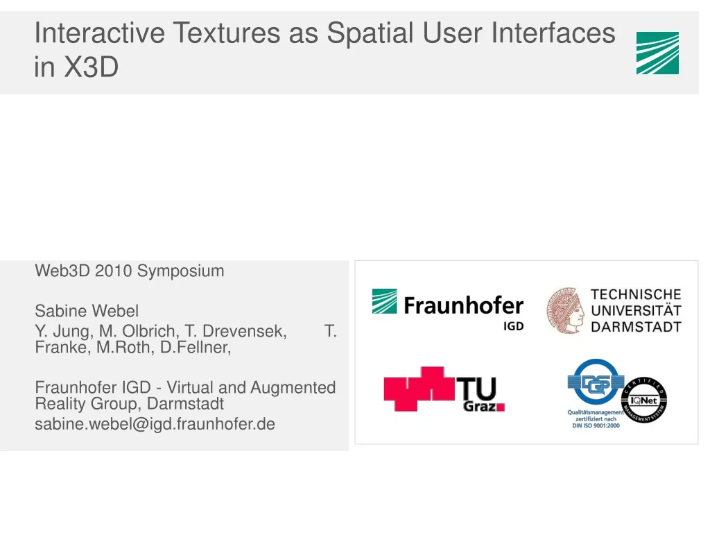interactive textures as spatial user interfaces in x3d