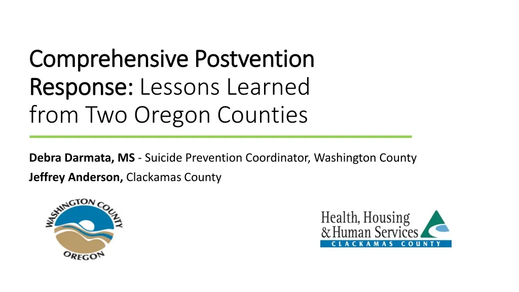 comprehensive postvention response lessons learned from two oregon counties