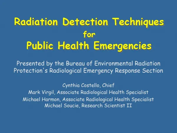 Radiation Detection Techniques for Public Health Emergencies