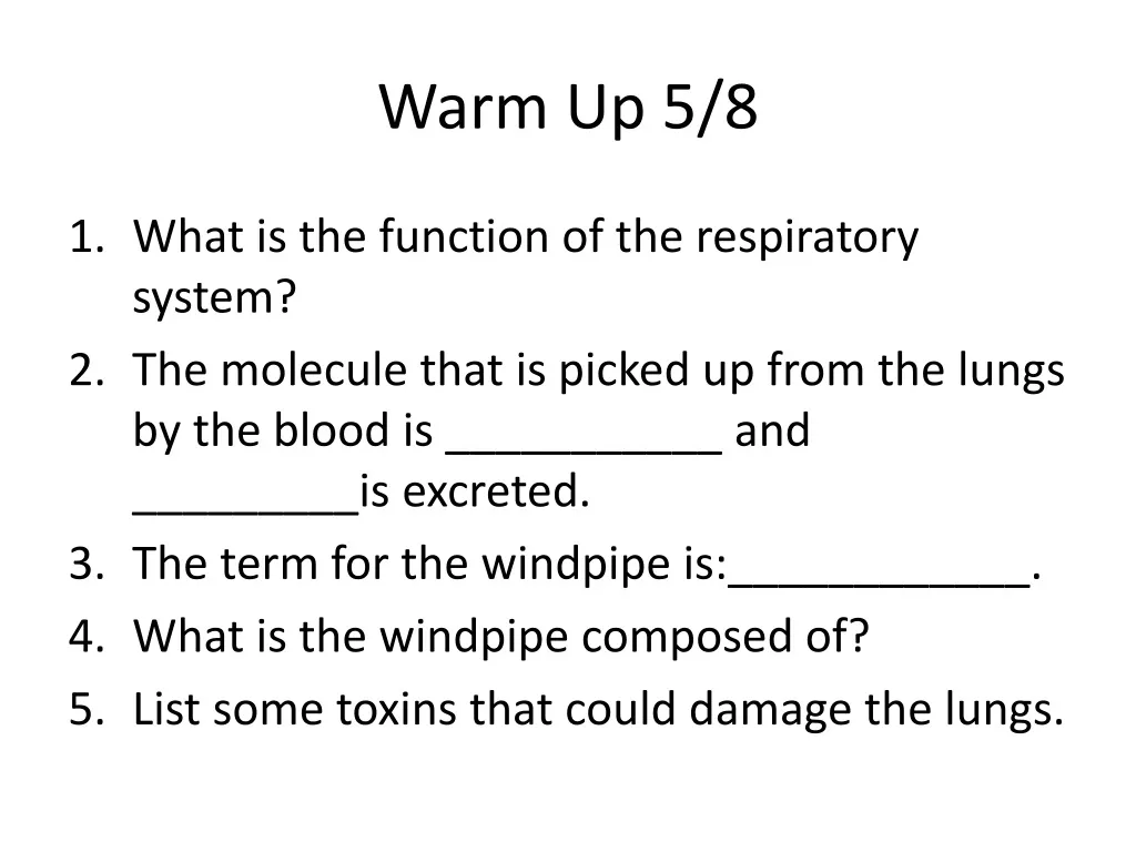 warm up 5 8
