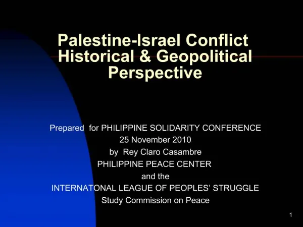 Palestine-Israel Conflict Historical Geopolitical Perspective