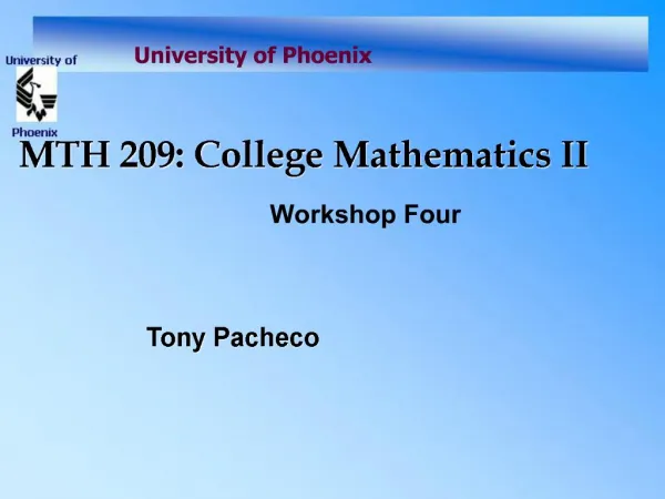 MTH 209: College Mathematics II