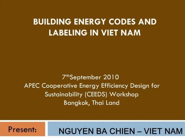 BUILDING ENERGY CODES AND LABELING IN VIET NAM