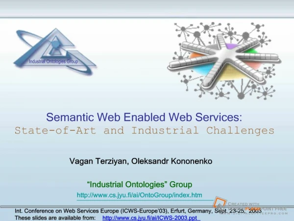 Semantic Web Enabled Web Services: