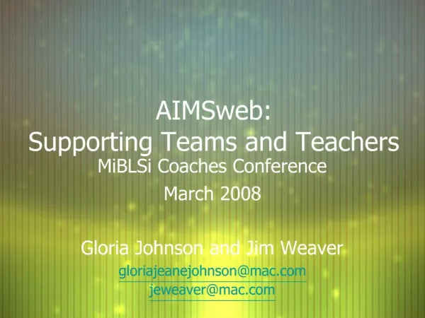 AIMSweb: Supporting Teams and Teachers
