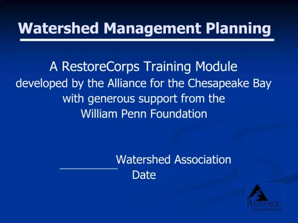 Watershed Management Planning