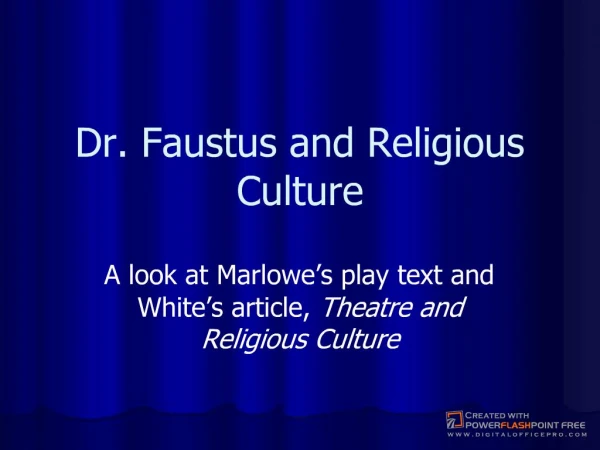 Dr. Faustus and Religious Culture