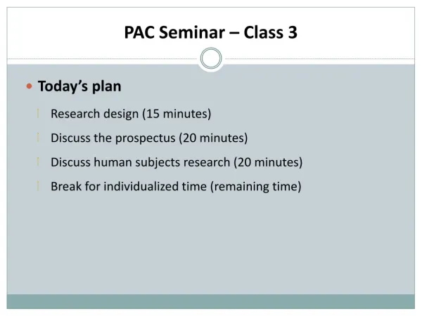 PAC Seminar – Class 3
